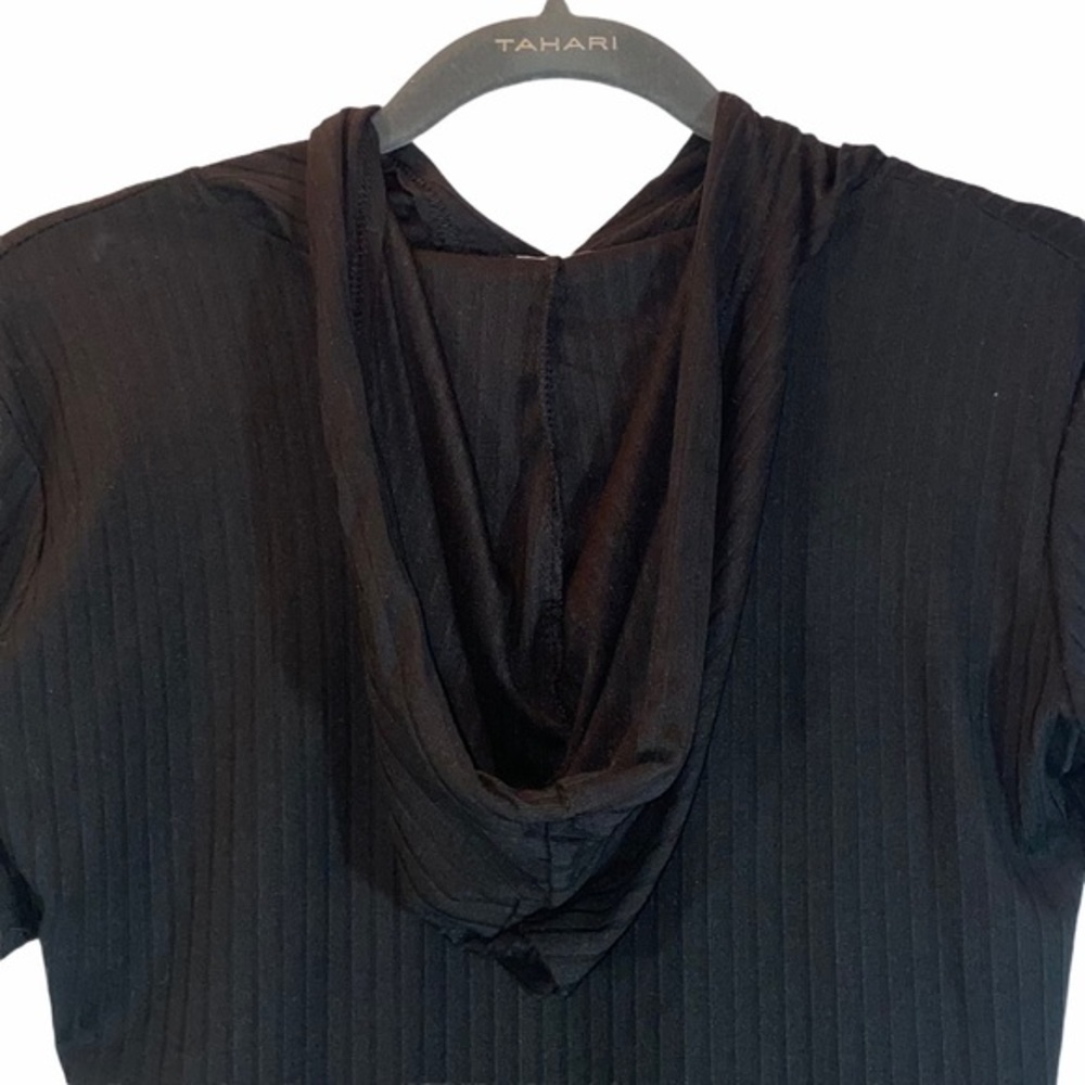 Rue 21 sz XS black short sleeve hoodie mini dress - Picture 7 of 11